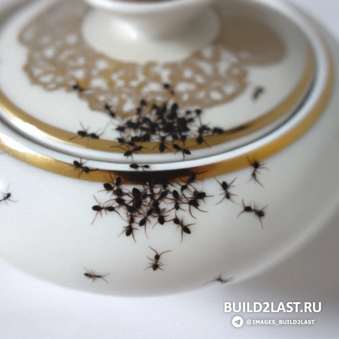 Белая фарфоровая посуда с декором муравьев