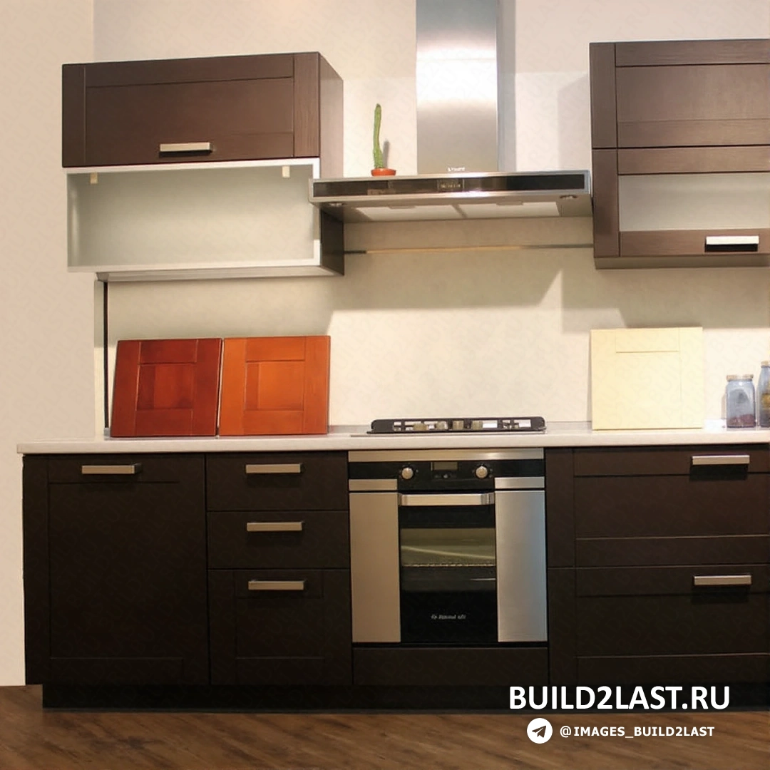 Черно-серая кухня с точечным освещением и керамическими плитками в рационалистичном стиле.