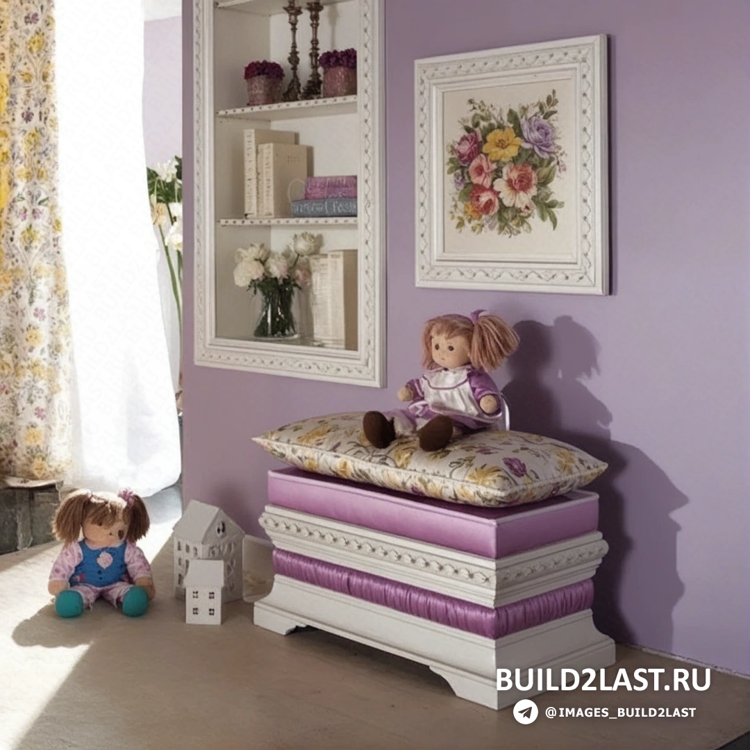 Детская комната с винтажным столиком для творчества и декоративными элементами в стиле ретро