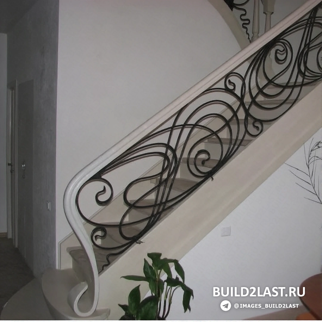 Кованые перила лестницы в черно-белом стиле