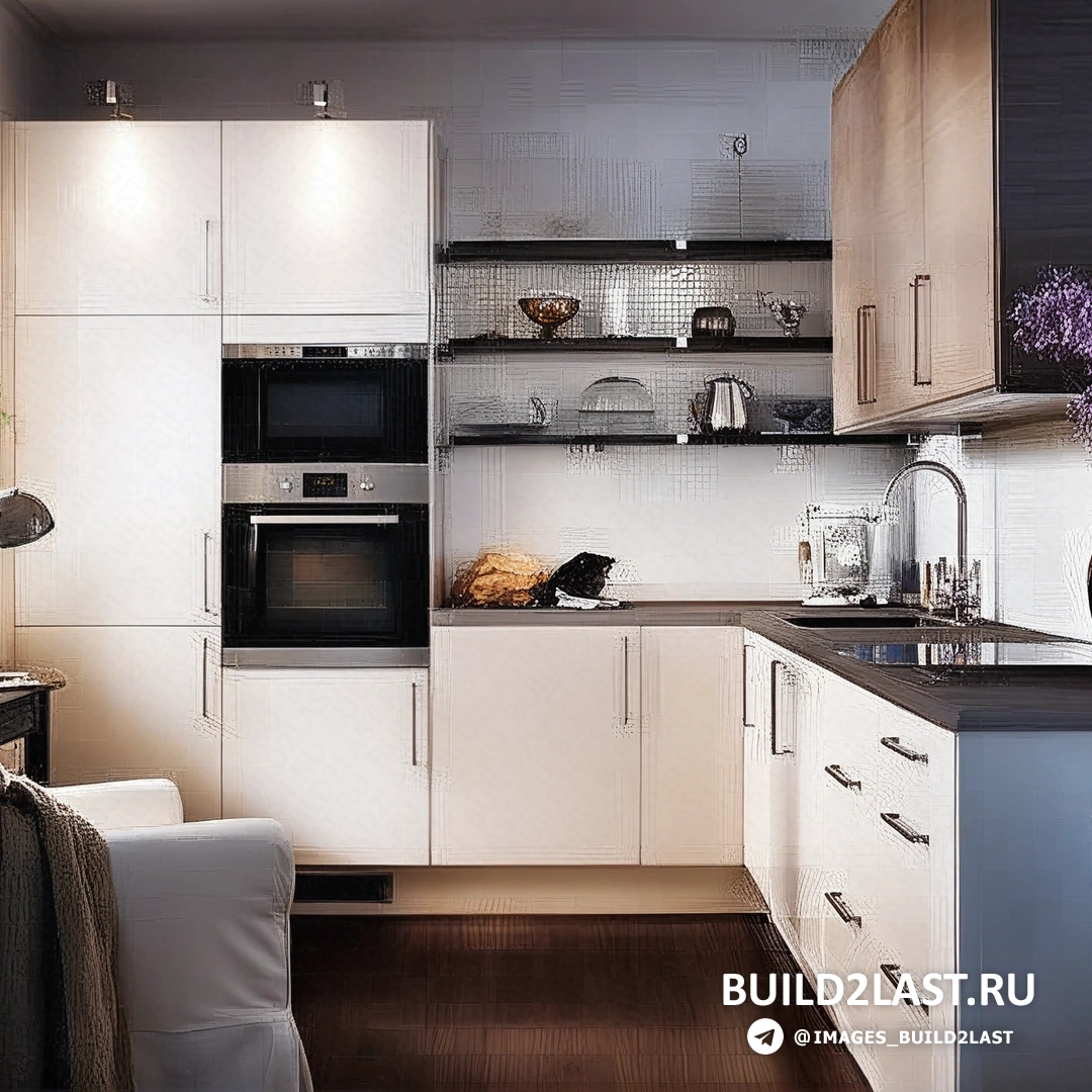 Кухня с большим окном, из которого открывается вид на сад