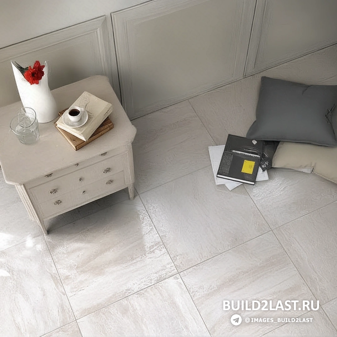 Неоклассическая посуда на фоне керамической плитки Hiros с акцентами бежевого и черного.