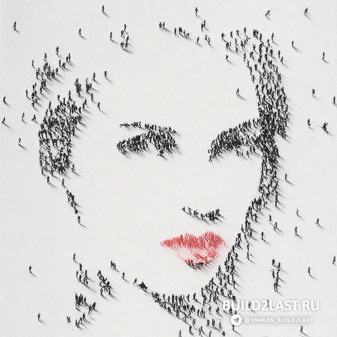 Силуэт человека, созданный из мелких людей, стоящих в различных позах