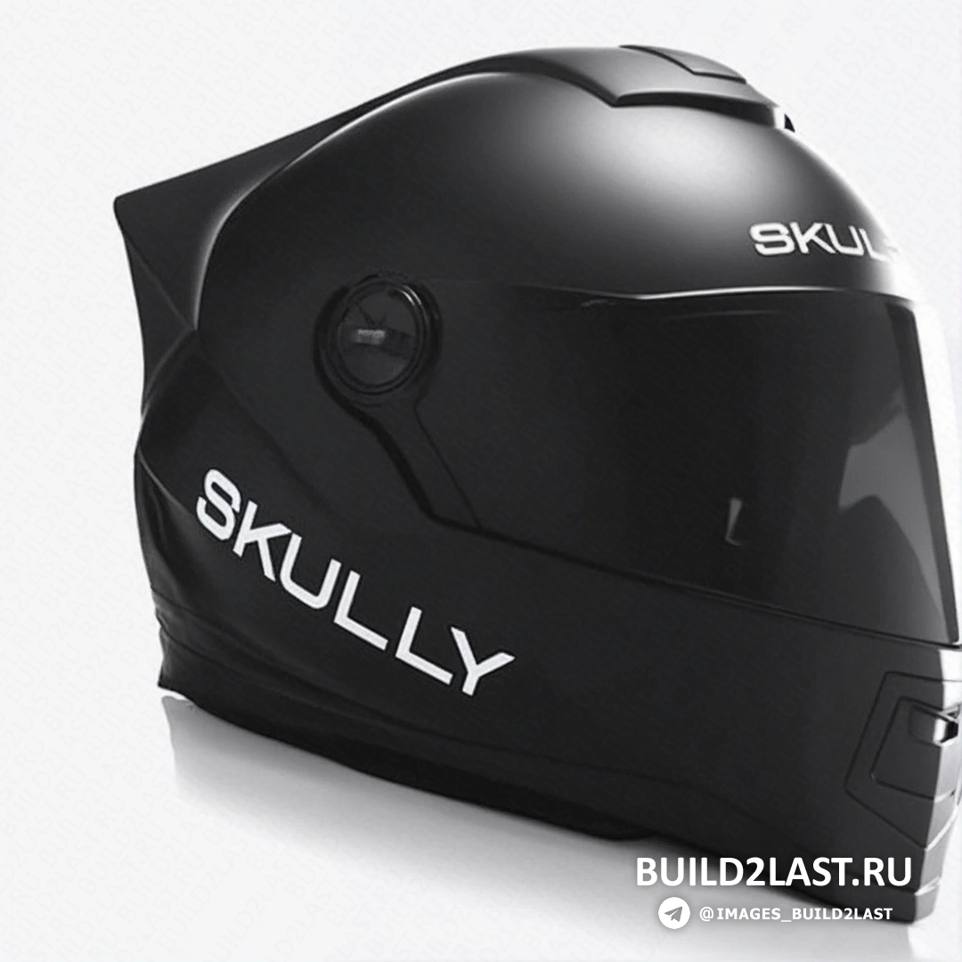 Skully AR-1 с видимым экраном, отображающим карту маршрута