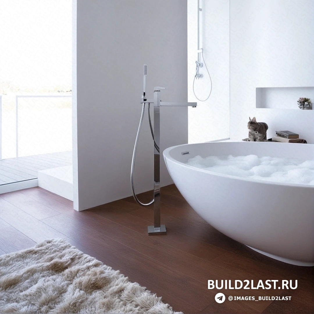 Стильная минималистичная ванная с подвесными светильниками, зеленым декором и ковром