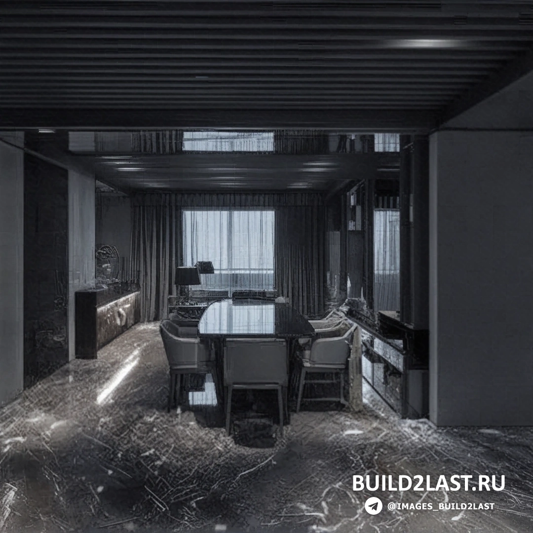 Столовая с черным столом и стульями, украшенная современным искусством и минималистичными аксессуарами