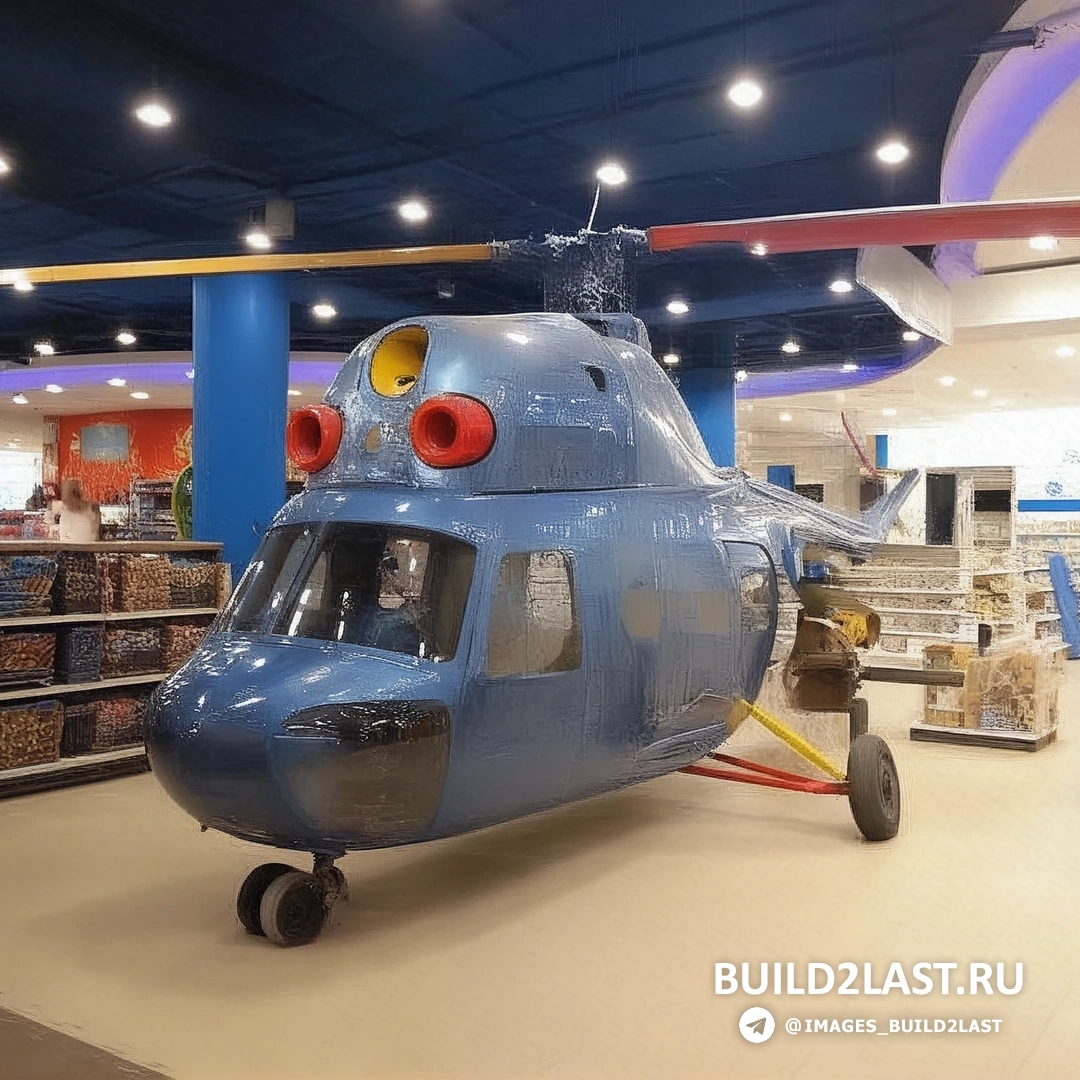 Вазы и детские игрушки, выставленные в торговом зале, освещённом точечным светом.